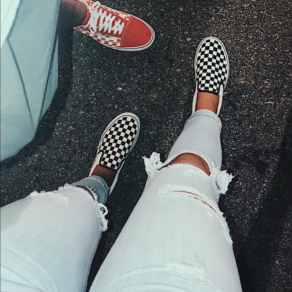 Checkerboard Vans Unisex Size 9 W Size 7.5 M